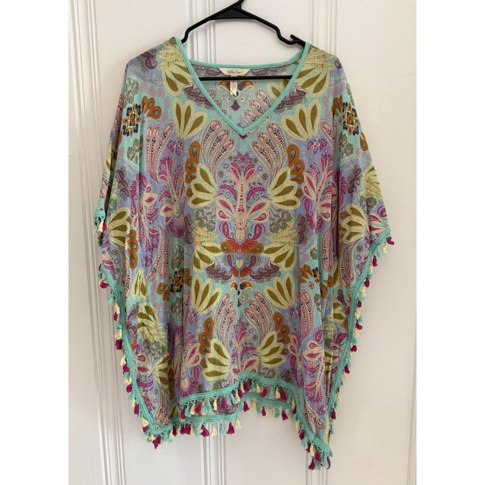 Matilda Jane Poncho Beach Womens XS Floral Paisley Tassel Swim Tunic Cover Pool